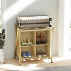 Luggage Rack With Storage  Guest Room Folding Suitcase Stands  Holds Up To 12   