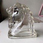 Vintage Mcm Clear Glass Horse Head Bookend Statue Figurine