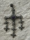 Vintage Signed Taxco Mexico Yalalag Wedding Cross 925 Sterling Silver Pendant