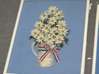 Set   2 Very Fine Vintage Needlepoint Hand Made Completed Daisy Floral Framed
