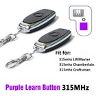 2 Liftmaster Chamberlain Key Chain Remote Garage Door Opener Purple Learn Button