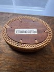 Oval Woven Wicker Storage Basket W  Wooden Base Coastal Fish Theme 5in X 3in