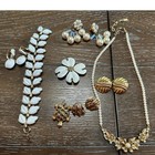 Lot Of Assorted Gold Tone Faux Pearl Jewelry  mostly Trifari  Earrings Necklace 
