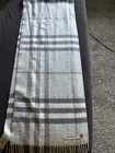 Burberry Men s Gray Plaid 100  Cashmere Rectangle Scarf W  Fringe Logo