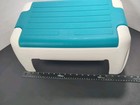 The First Years Vintage Sit   Store Bathroom Stool Teal White Storage 90 s