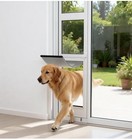 Sliding Glass Dog Door Insert Adjustable No Cut Pet Door Lock Large Flap
