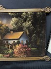 Mcm Homestead Vibrant Velvet Oil Painting Gold Guild Ornate Frame Art Deco 44x21