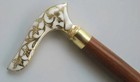 Walking Wooden Stick Cane Handle Vintage Antique Carved Brass Head Hand Handmade