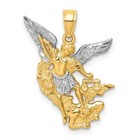 14k Solid Gold Saint Michael Pendant- 24mm X 19mm Small San Miguel Charm- Pt2776