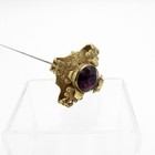 Antique Heavy Brass  Great Quality Hat Pin With Faceted Purple Stone Hatpin