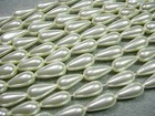 Ivory Color Glass Pearl Teardrop Beads - 17x8mm - 16 Inch Strand