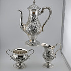 Rare 3pc Sterling Silver S  Kirk   Son Coffee Set - Repousse No 184   184af 