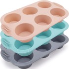 Silicone Muffin Pan - 6-cavity Nonstick Baking Tray For Muffins  Cupcakes  Br   