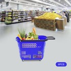 6pc Blue Shopping Carts With Wheels   Handle Plastic Rolling Shopping Basket