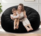  6 Ft Giant Bean Bag Chair  6  Memory Foam Filled Bean Bag Chairs 6 Foot Black
