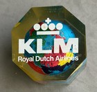 Klm Airlines Lucite Paperweight - Octagonal With Globe Encased
