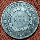 1860 Brazil 500 Reis Peter Ii Silver Coin Vf Km 464 Low Mintage