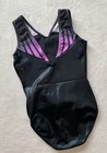 Gk Elite Leotard Gymnastics Black Purple Tank Region 5 Leo Sequin Bling Size  Cl