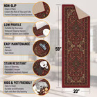 Indoor Runner Area Rug Nylon Non-slip Rubber Dark Red Machine Washable 2 X 5 Ft 