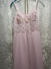 Vtg Warner   s Full Slip Pink Nylon Lace Dress Gown Dainty Retro Whimsy