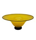 Vintage Franco Moretti Signed Italian Fused Glass Bowl Yellow   Blue 10 