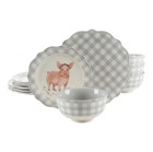 The Pioneer Woman Gingham Grey 12-piece Dinnerware Set