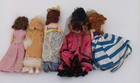 Vintage Small Doll Lot 5 Dolls Dressed Fashion Formal Gowns Mid Century