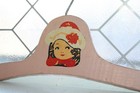 Vintage 1940s Child s Wood Hanger Pink W  Painted Girl s Face   Hat Granny Chic