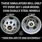 4 Chrome 2011-2024 Silverado 3500 17  Dually Wheel Simulators Dual Rim Liners