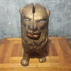 Antique Cast Iron Lion Figural Coin Bank Piggy Bank Gold Tone Metal