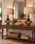 Vintage Mid-century Modern Table Lamps     Pair     Dual Lighting     Fully Working