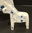 Swedish Dala Wood Horse Blue White Larsen Danmark Dansk Design Set Of 3 Read