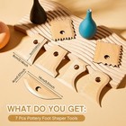 Amylove 7 Pcs Pottery Tools Foot Shaper Trimming Wood Color 