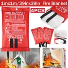4 Pack Fire Blanket Fiberglass Hero Emergency Home Retardant Prepared 39  x39  