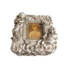 Vintage Square Metal Floral Angel s  Trinket Box With Picture On Lid 