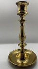 Solid Brass England Heavy Columnal  Candle Holder W  Tray  6 75 Intall Vtg