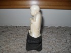 Vintage Hand Carved Buddha Figure On Wood Base 4  Tall