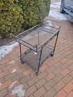 Vintage Wrought Iron Bar flower Cart                    Mid Century  Black
