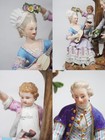 Rare 19thc Antique Meissen Figurine Woman Playing The Lute man And Boy