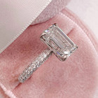 Moissanite Solitaire Engagement Ring 3 50 Carat Emerald Cut Solid 14k White Gold