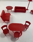 Vintage Marx Red Plastic Dollhouse Furniture  Mid Century Modern Mcm  Lot Of 12