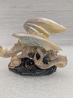 Iridescent Dragon Figurine Resin Statue On Skulls With Orb Fantasy Gothic Wings