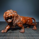 Chinese Antique Boxwood Wooden Carved Exquisite Lions Statue Decor Sculpture Art
