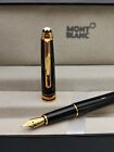 Smooth Montblanc Meisterstuck Black Body   Golden Cap Fountain Pen   Empty Ink
