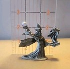 Vintage Pewter Wizard With Dragon Holding Crystal Fantasy Mystical Man