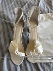 Bella Belle Zoya Ivory Block Heel Wedding Shoes Asymmetrical Bow Bridal Size 9