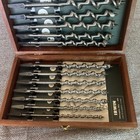 Vintage Irwin Complete 13 Pc Boxed Set Auger Brace Bits Near Mint W  Wood Box