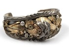 Vtg Southwest Native American Sterling Silver Two Tone Bald Eagle Cuff Bracelet