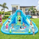 Inflatable Water Slide Blowup Water Park W  Dual Slides Without Blower