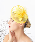 Yellow Feather Wedding Fascinator Hat Woman Headpiece Cocktail Tea Formal Party